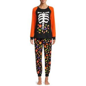 Celebrate It Halloween Skeleton Pajama Set - Black and Orange